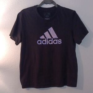 Adidas Black Tee with Lavender Logo